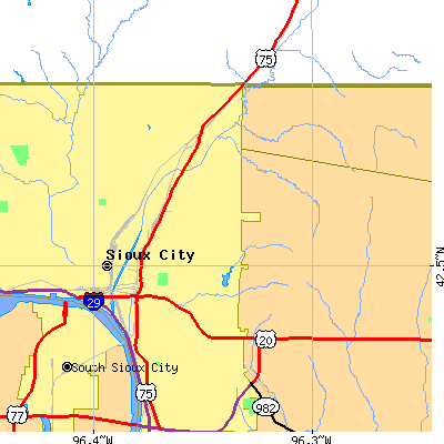 Zip code 51105 close-up map