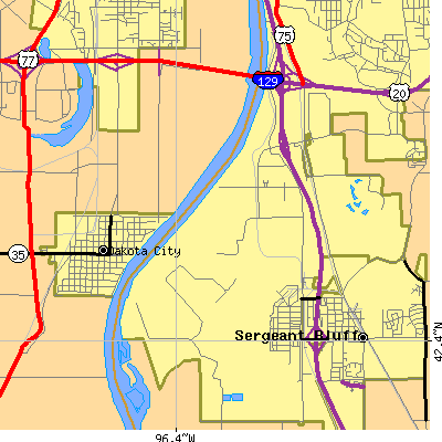 Zip code 51111 close-up map