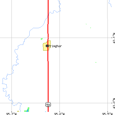 Zip code 51245 close-up map