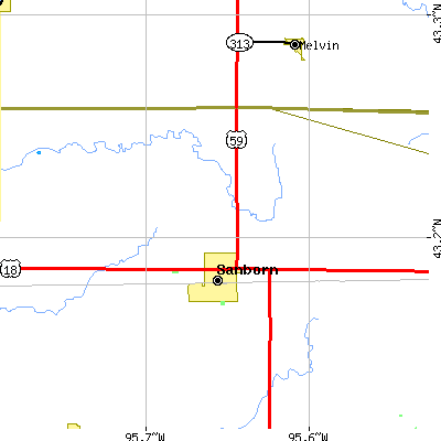 Zip code 51248 close-up map