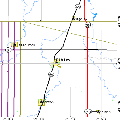 Zip code 51249 close-up map