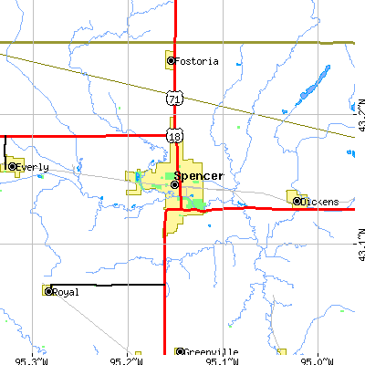 Zip code 51301 close-up map