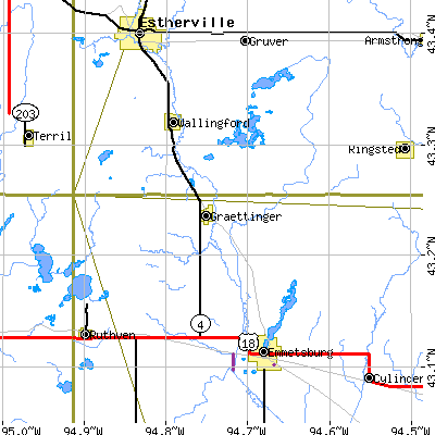Zip code 51342 close-up map