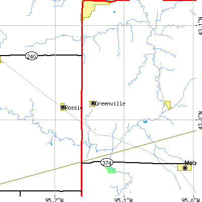 Zip code 51343 close-up map