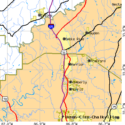 Zip code 35180 close-up map