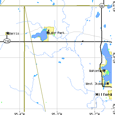 Zip code 51347 close-up map