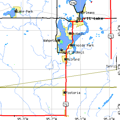 Zip code 51351 close-up map