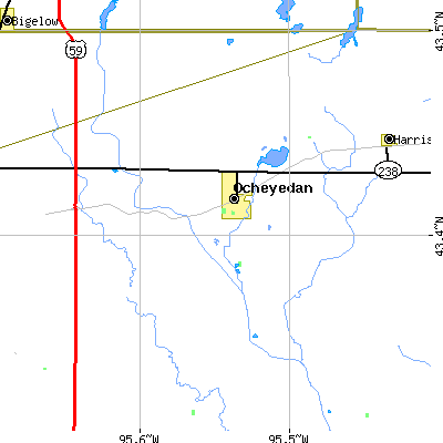 Zip code 51354 close-up map