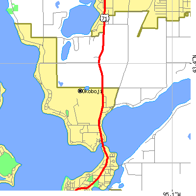 Zip code 51355 close-up map