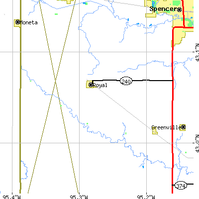 Zip code 51357 close-up map