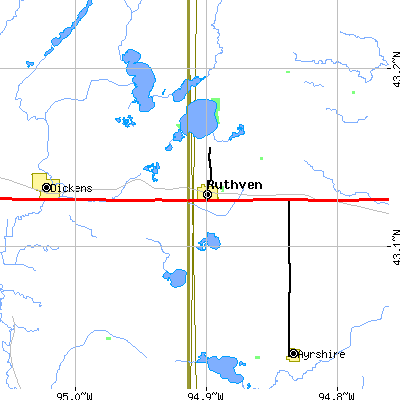 Zip code 51358 close-up map