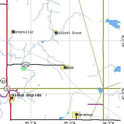 Zip code 51366 close-up map