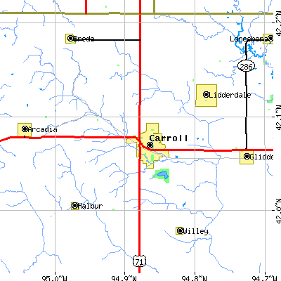 Zip code 51401 close-up map