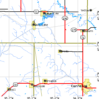 Zip code 51436 close-up map