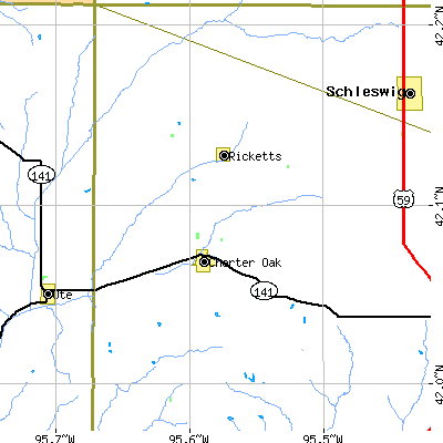 Zip code 51439 close-up map