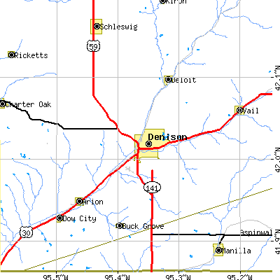 Zip code 51442 close-up map