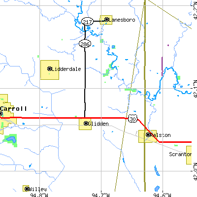 Zip code 51443 close-up map
