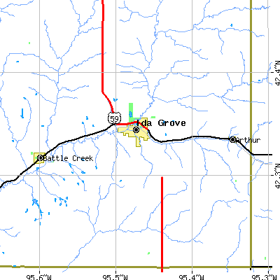 Zip code 51445 close-up map