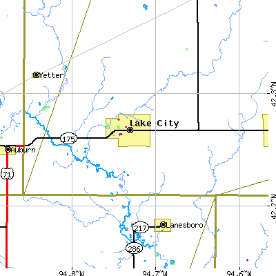 Zip code 51449 close-up map