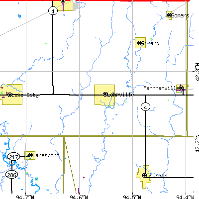 Zip code 51453 close-up map