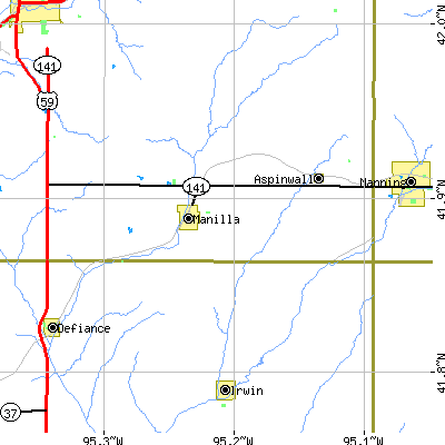 Zip code 51454 close-up map