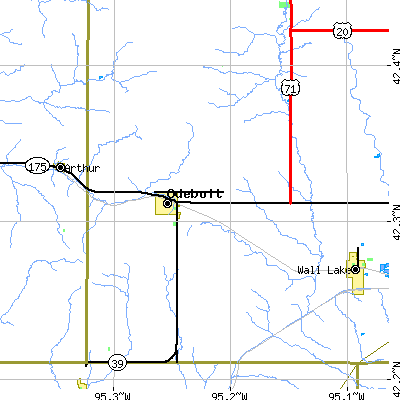 Zip code 51458 close-up map