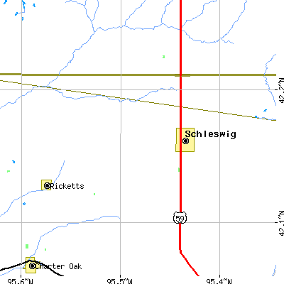 Zip code 51461 close-up map