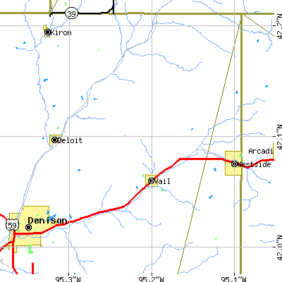 Zip code 51465 close-up map
