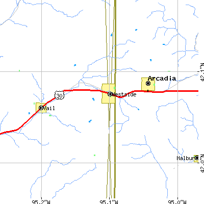 Zip code 51467 close-up map
