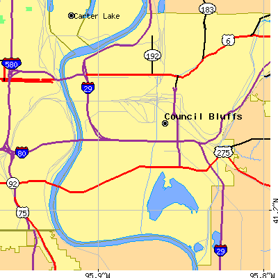 Zip code 51501 close-up map