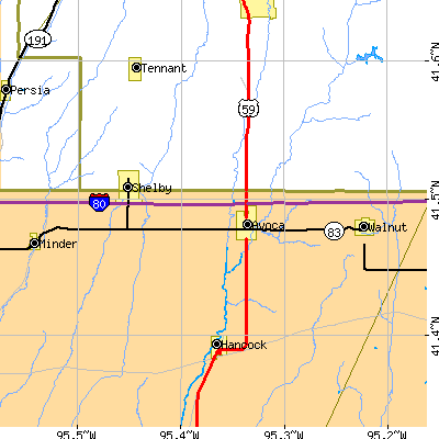 Zip code 51521 close-up map