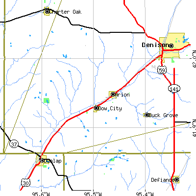 Zip code 51528 close-up map