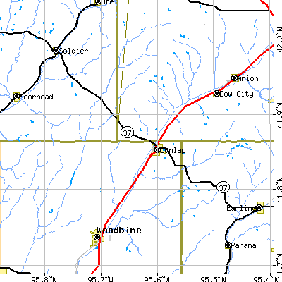 Zip code 51529 close-up map