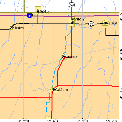 Zip code 51536 close-up map