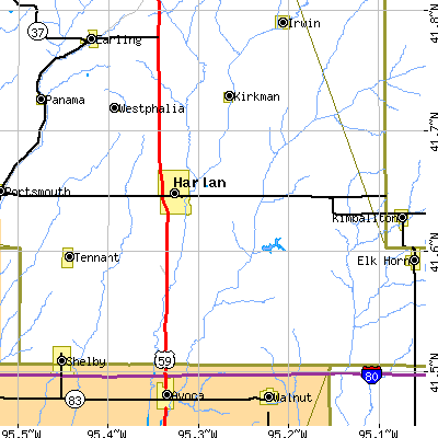 Zip code 51537 close-up map