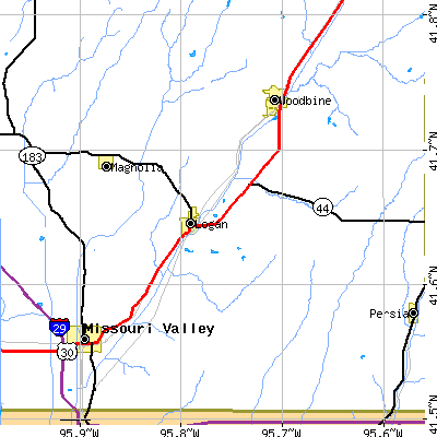 Zip code 51546 close-up map