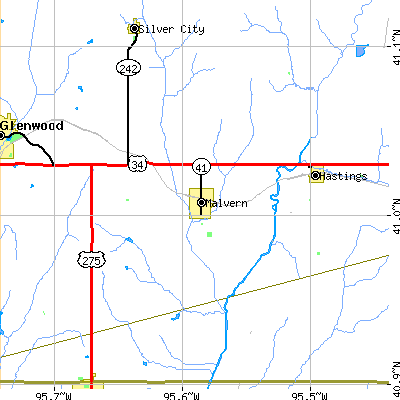 Zip code 51551 close-up map