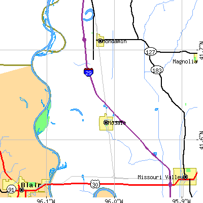 Zip code 51556 close-up map