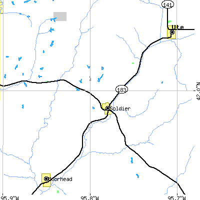 Zip code 51572 close-up map