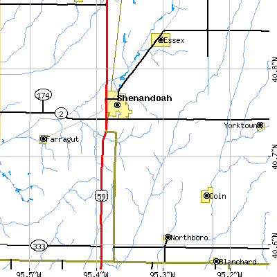 Zip code 51601 close-up map