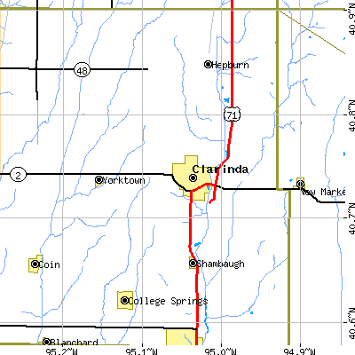 Zip code 51632 close-up map