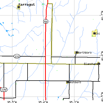 Zip code 51647 close-up map
