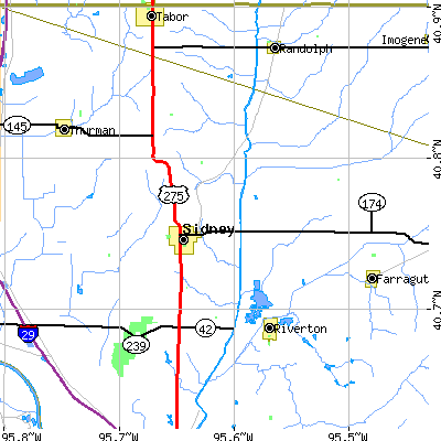 Zip code 51652 close-up map