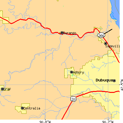 Zip code 52002 close-up map