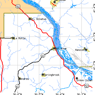 Zip code 52031 close-up map