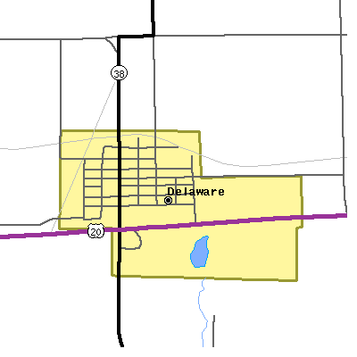Zip code 52036 close-up map