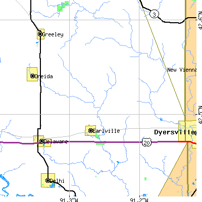 Zip code 52041 close-up map
