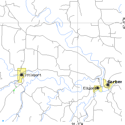 Zip code 52044 close-up map