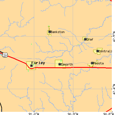 Zip code 52045 close-up map