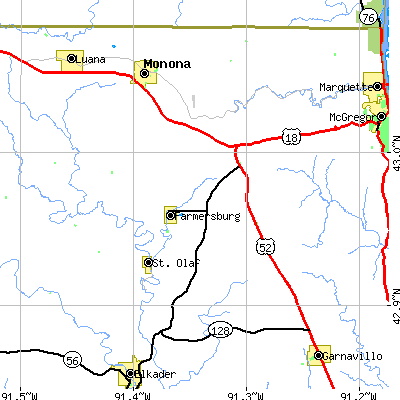 Zip code 52047 close-up map